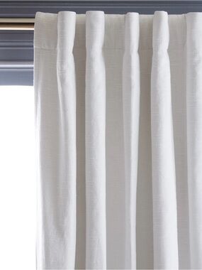 Quince Cotton Slub Texture Room Darkening Curtain Set of 2 panels- White- 48x96